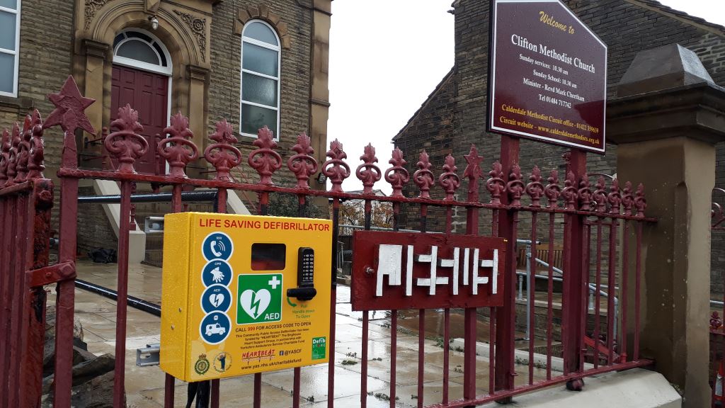 AED Outside Clifton Methodist Church
